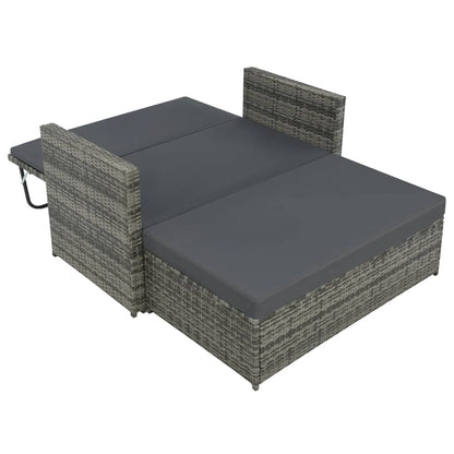 2-Delige Loungeset Met Kussens Poly Rattan Grijs