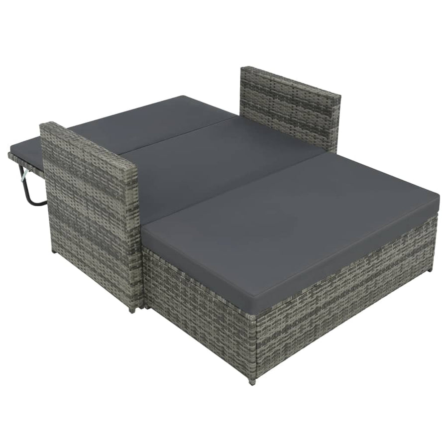 2-Delige Loungeset Met Kussens Poly Rattan Grijs