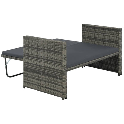 2-Delige Loungeset Met Kussens Poly Rattan Grijs