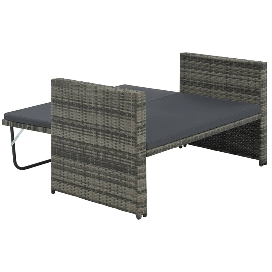 2-Delige Loungeset Met Kussens Poly Rattan Grijs