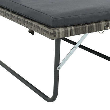 2-Delige Loungeset Met Kussens Poly Rattan Grijs