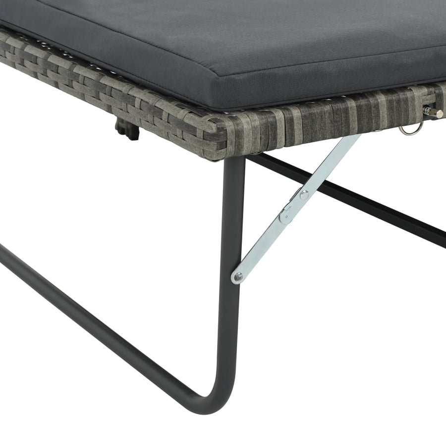 2-Delige Loungeset Met Kussens Poly Rattan Grijs
