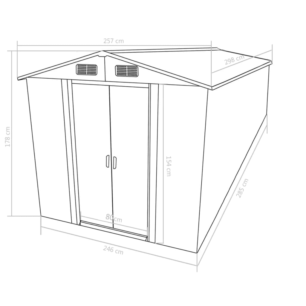 Tuinschuur Metaal Kleurig 257 x 298 x 178 cm Antraciet