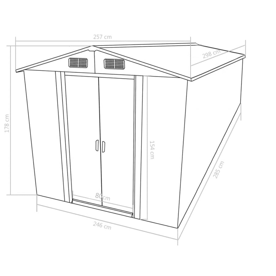 Tuinschuur Metaal 257 x 298 x 178 cm Bruin