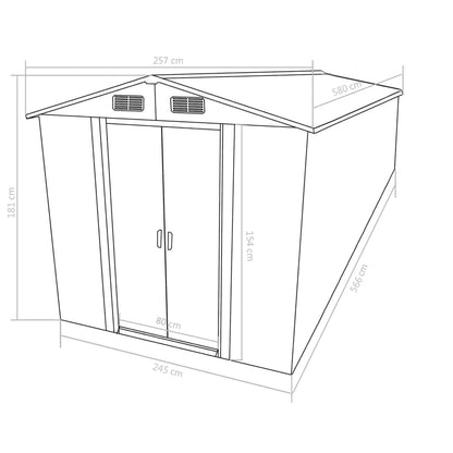 Tuinschuur Metaal 257 x 580 x 181 cm Bruin