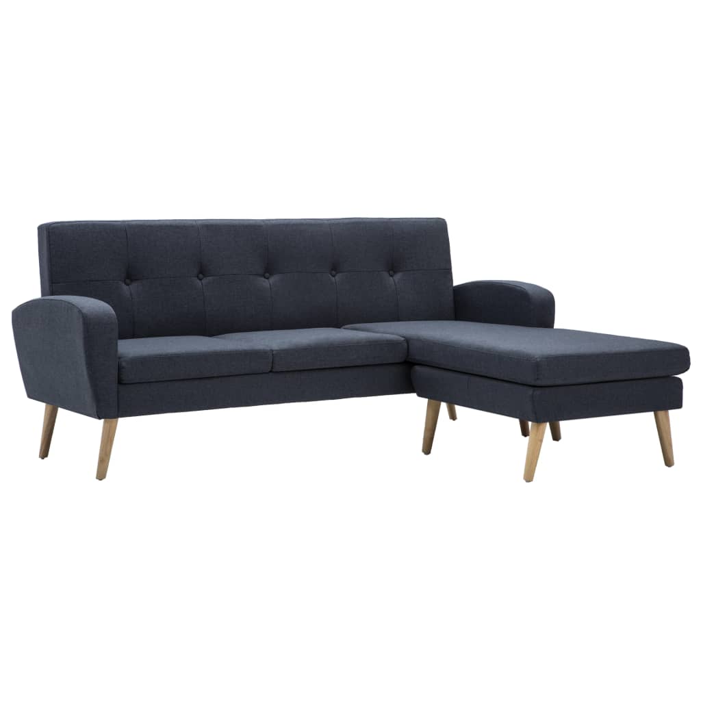 Bank L-vormig 186x136x79 cm stoffen bekleding donkergrijs