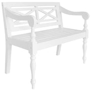 Halbankje massief mahoniehout 98 cm wit