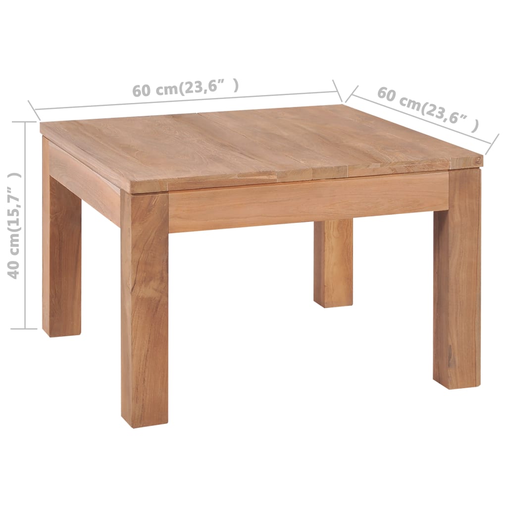 Salontafel 60X60X40 Cm Teakhout Met Natuurlijke Afwerking 60 cm