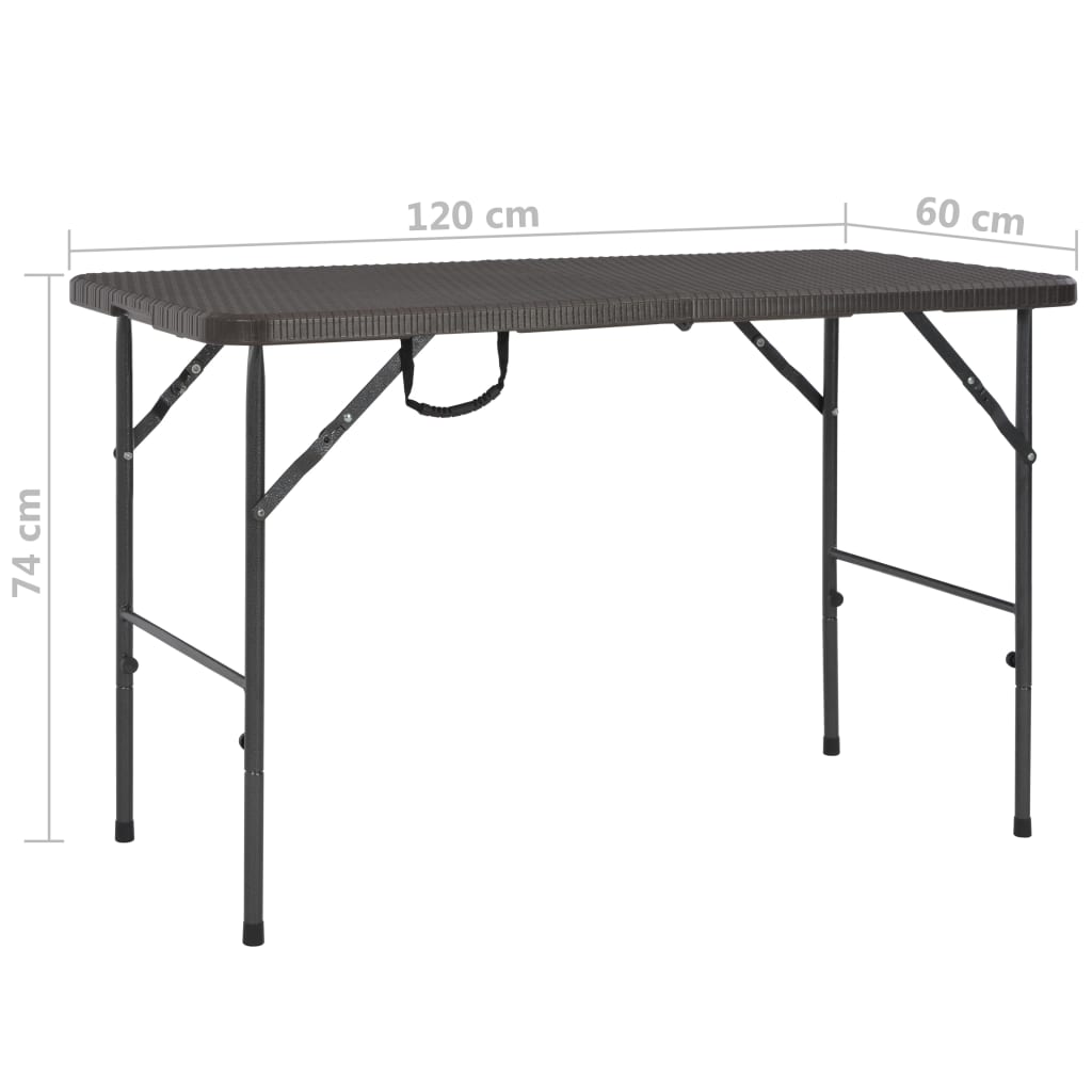 Tuintafel Inklapbaar Rattan Look 120X60X74 Cm Hdpe Bruin