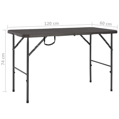 Tuintafel Inklapbaar Rattan Look 120X60X74 Cm Hdpe Bruin