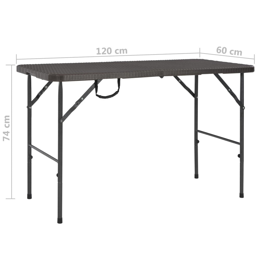 Tuintafel Inklapbaar Rattan Look 120X60X74 Cm Hdpe Bruin