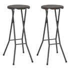 Folding Bar Stools 2 pcs Poly Rattan Look HDPE and Steel Brown