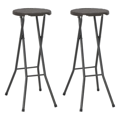 Barkrukken Inklapbaar 2 St Rattan Look Hdpe En Staal Bruin