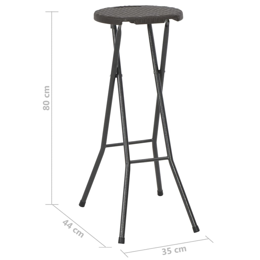 Barkrukken Inklapbaar 2 St Rattan Look Hdpe En Staal Bruin