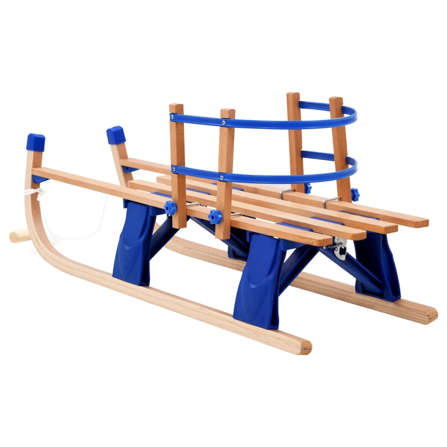 Sneeuwslee Inklapbaar 119 Cm Hout Blauw met rugleuning