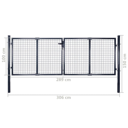 Gaaspoort 289X100 Cm Gegalvaniseerd Staal Grijs