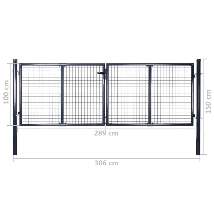 Gaaspoort 289X100 Cm Gegalvaniseerd Staal Grijs