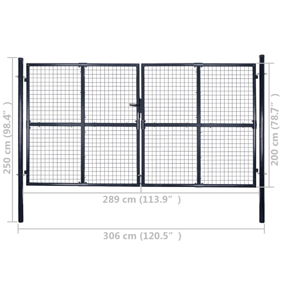 Gaaspoort 289x200 cm gegalvaniseerd staal grijs 200 cm