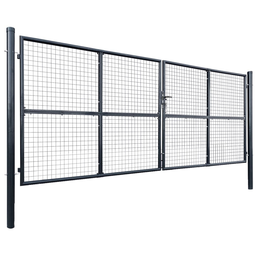 Gaaspoort 400X150 Cm Gegalvaniseerd Staal Grijs 400 x 150 cm