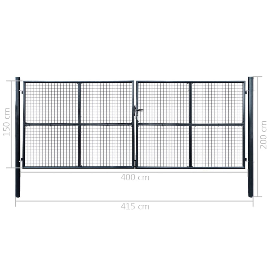 Gaaspoort 400X150 Cm Gegalvaniseerd Staal Grijs 400 x 150 cm