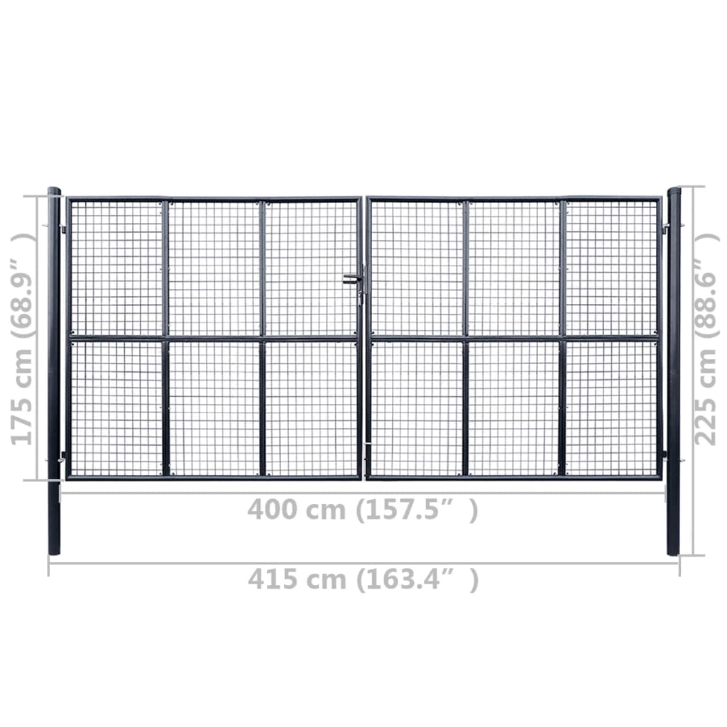 Gaaspoort 400X175 Cm Gegalvaniseerd Staal Grijs 400 x 175 cm