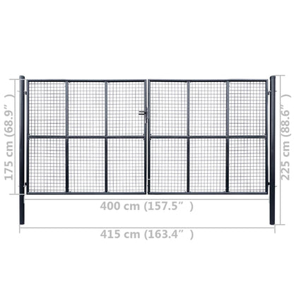 Gaaspoort 400X175 Cm Gegalvaniseerd Staal Grijs 400 x 175 cm