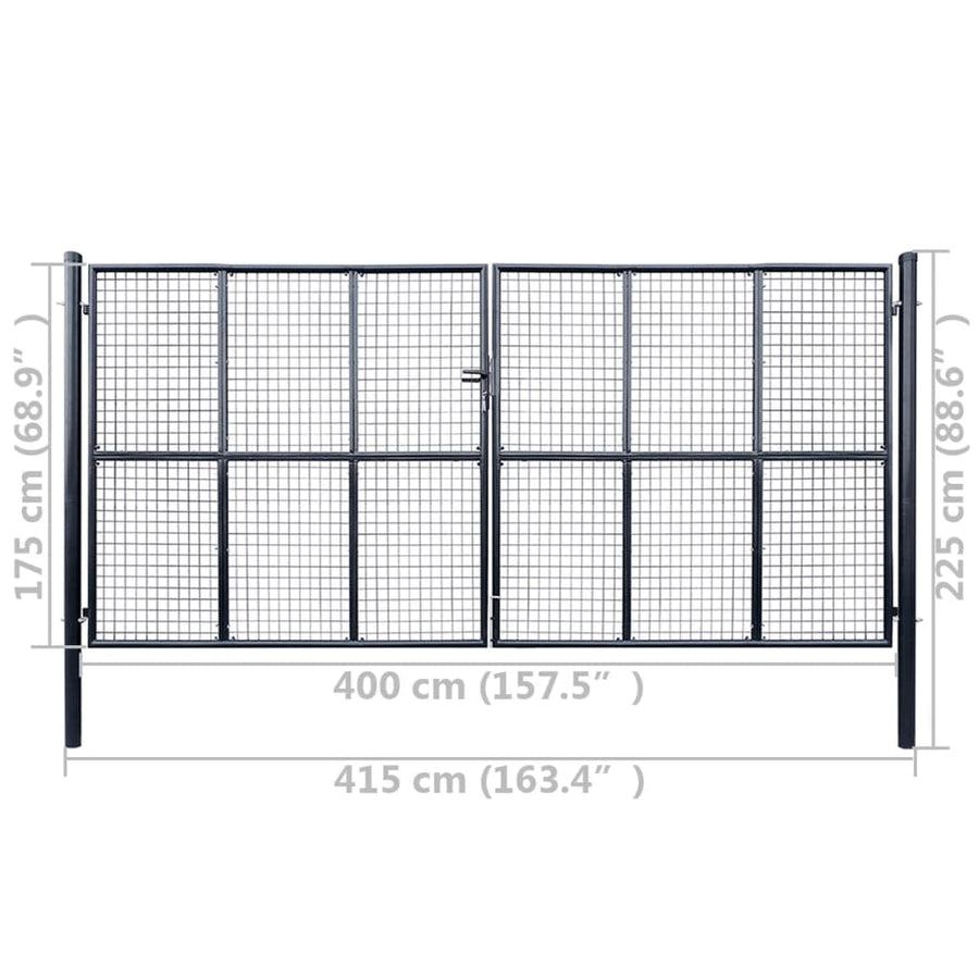 Gaaspoort 400X175 Cm Gegalvaniseerd Staal Grijs 400 x 175 cm