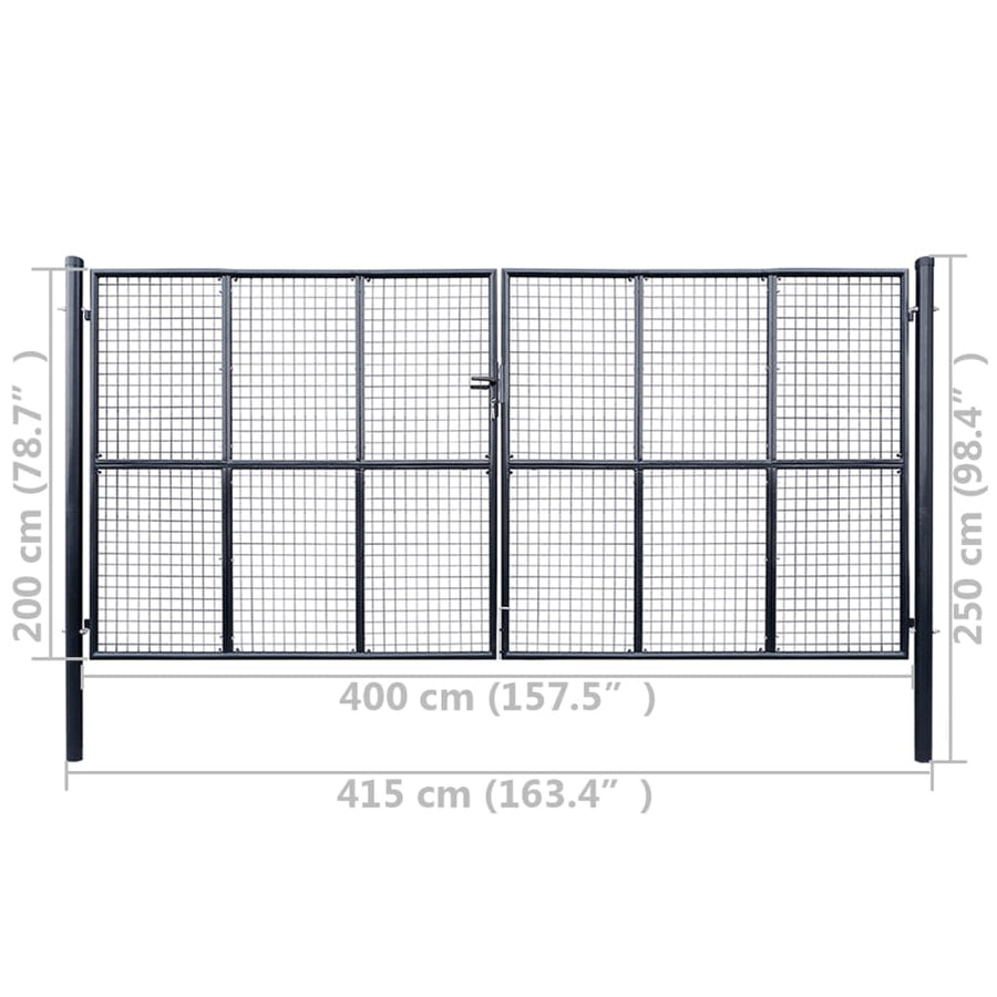 Gaaspoort 400X200 Cm Gegalvaniseerd Staal Grijs 400 x 200 cm