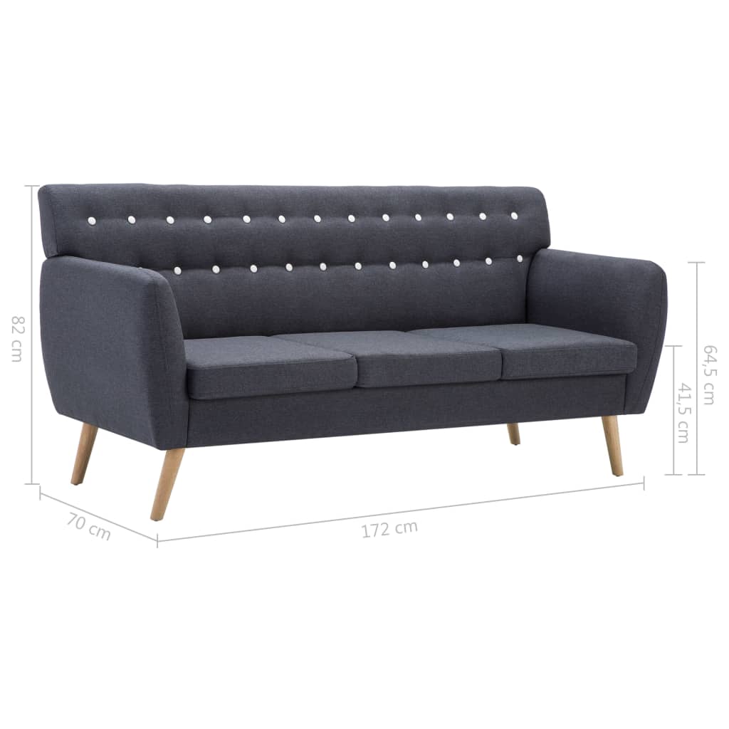 Driezitsbank 172X70X82 Cm Stof Donkergrijs