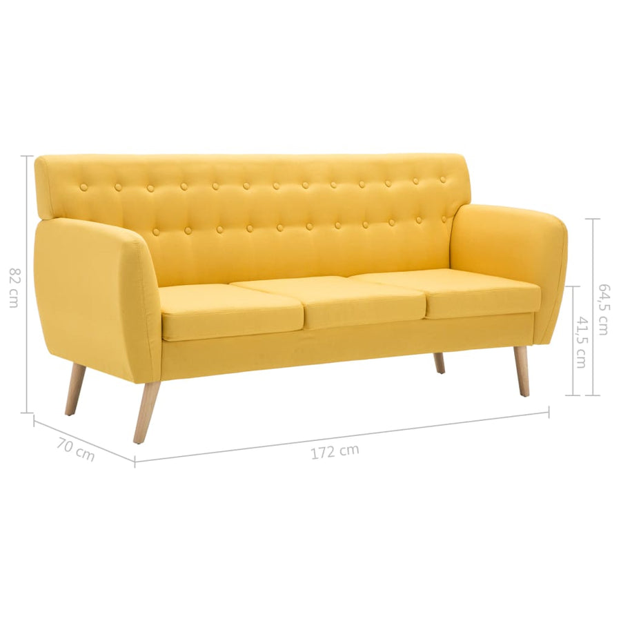 Driezitsbank 172X70X82 Cm Stof Geel
