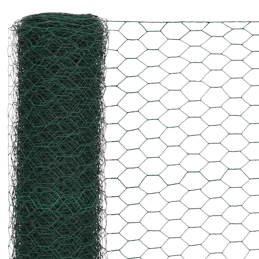 Kippengaas 25x1,5 m staal met PVC coating groen