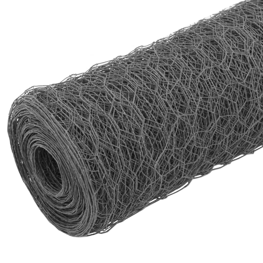 Kippengaas 25x0,5 m staal met PVC coating grijs