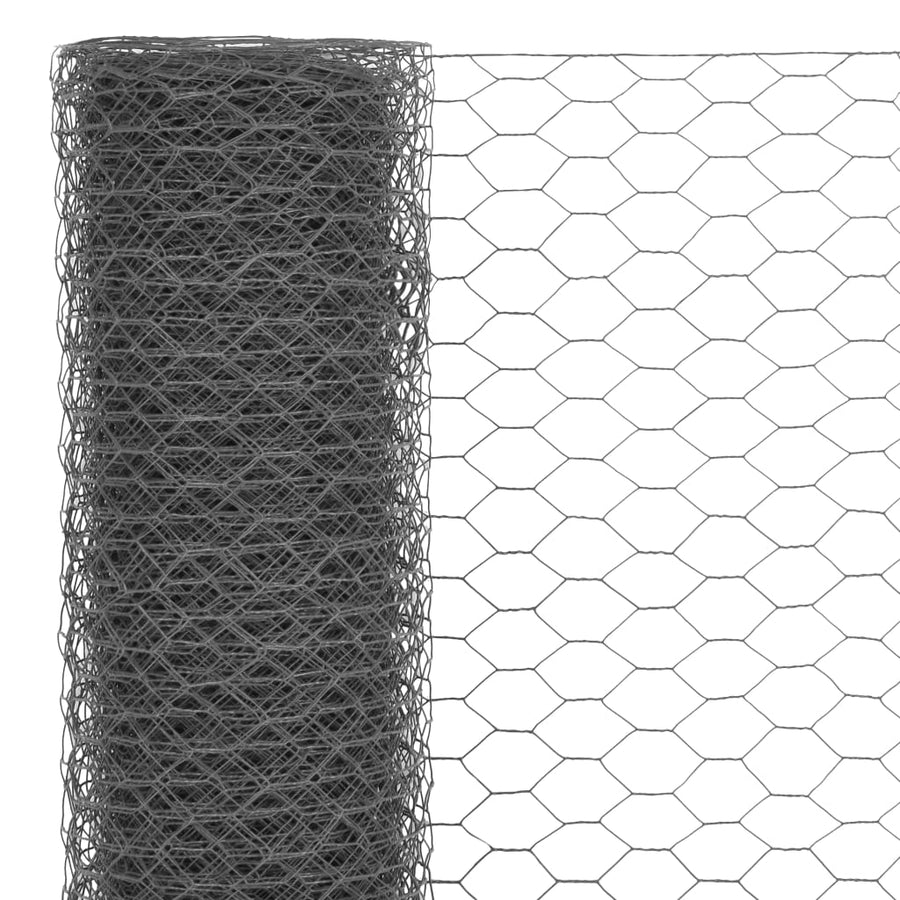 Kippengaas 25x0,5 m staal met PVC coating grijs