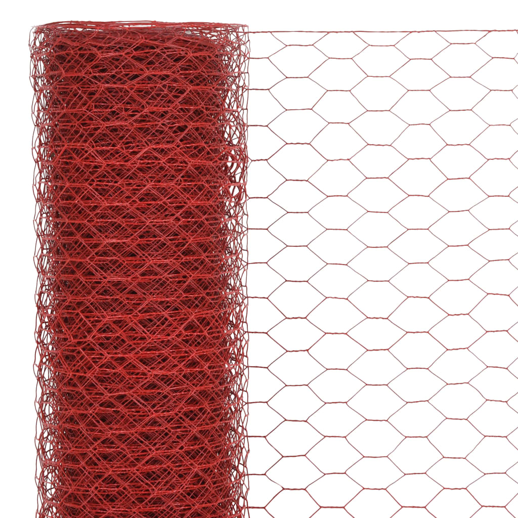 Kippengaas 25X1 M Staal Met Pvc Coating Rood
