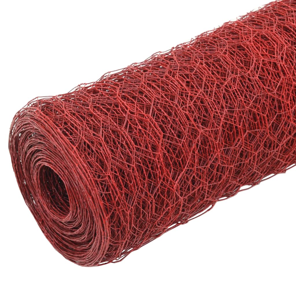 Kippengaas 25X1 M Staal Met Pvc Coating Rood