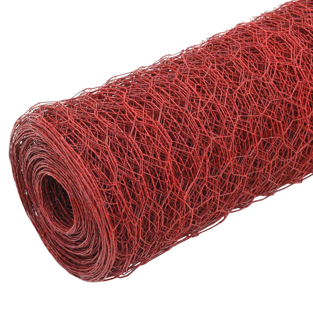 Kippengaas 25x1,2 m staal met PVC coating rood