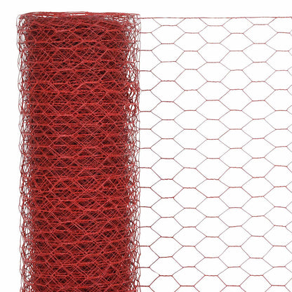 Kippengaas 25x1,2 m staal met PVC coating rood