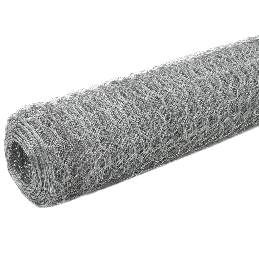 Kippengaas 25x1,5 m gegalvaniseerd staal zilverkleurig