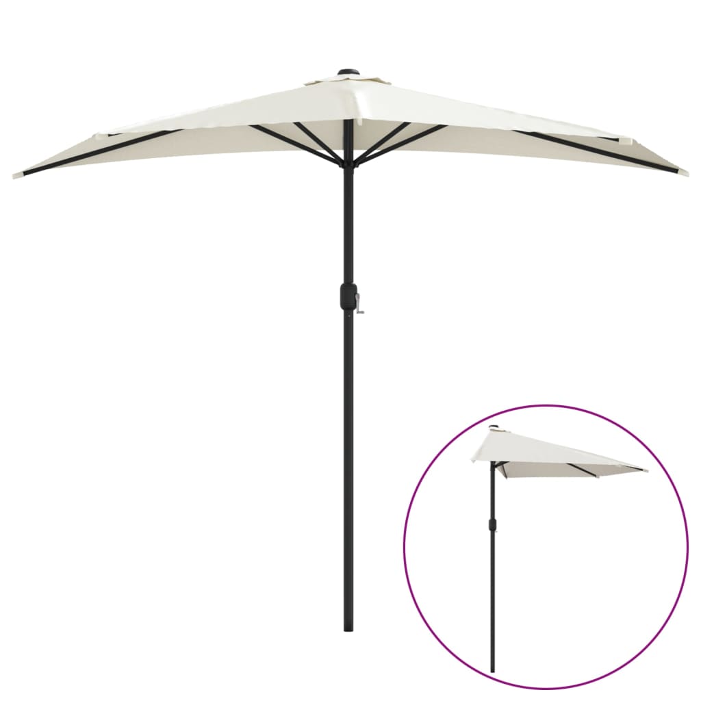 Balkonparasol Half Met Aluminium Paal 270X144 Cm Kleurig Zand