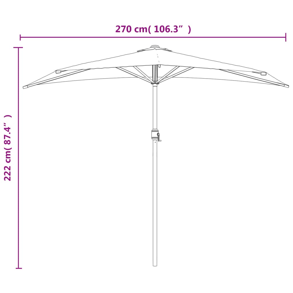 Balkonparasol Half Met Aluminium Paal 270X144 Cm Kleurig Zand