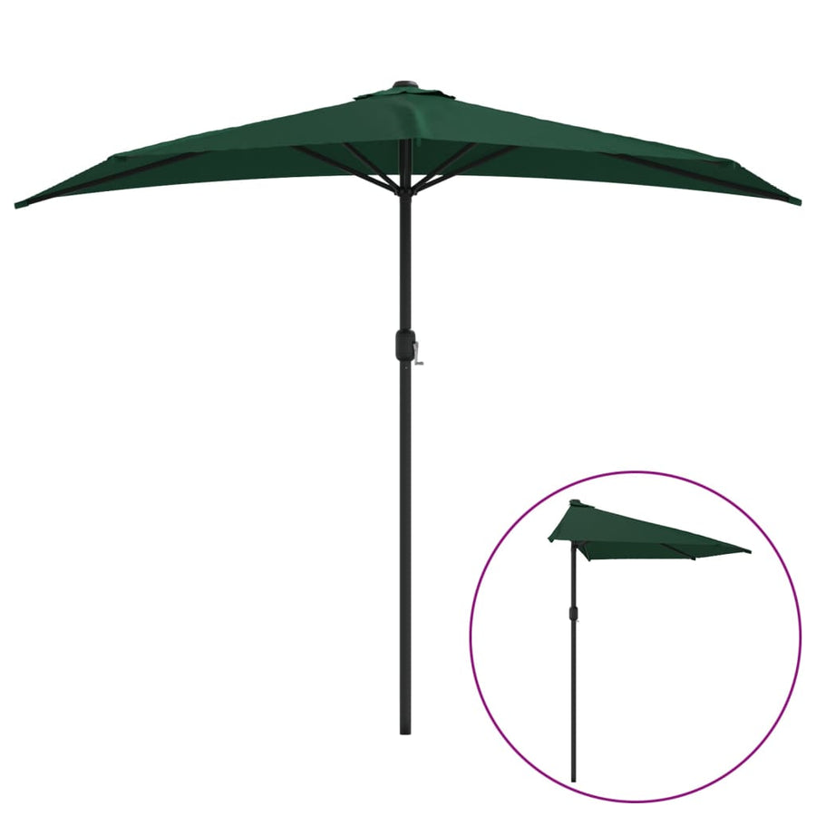 Balkonparasol Half Met Aluminium Paal 270X144 Cm Groen