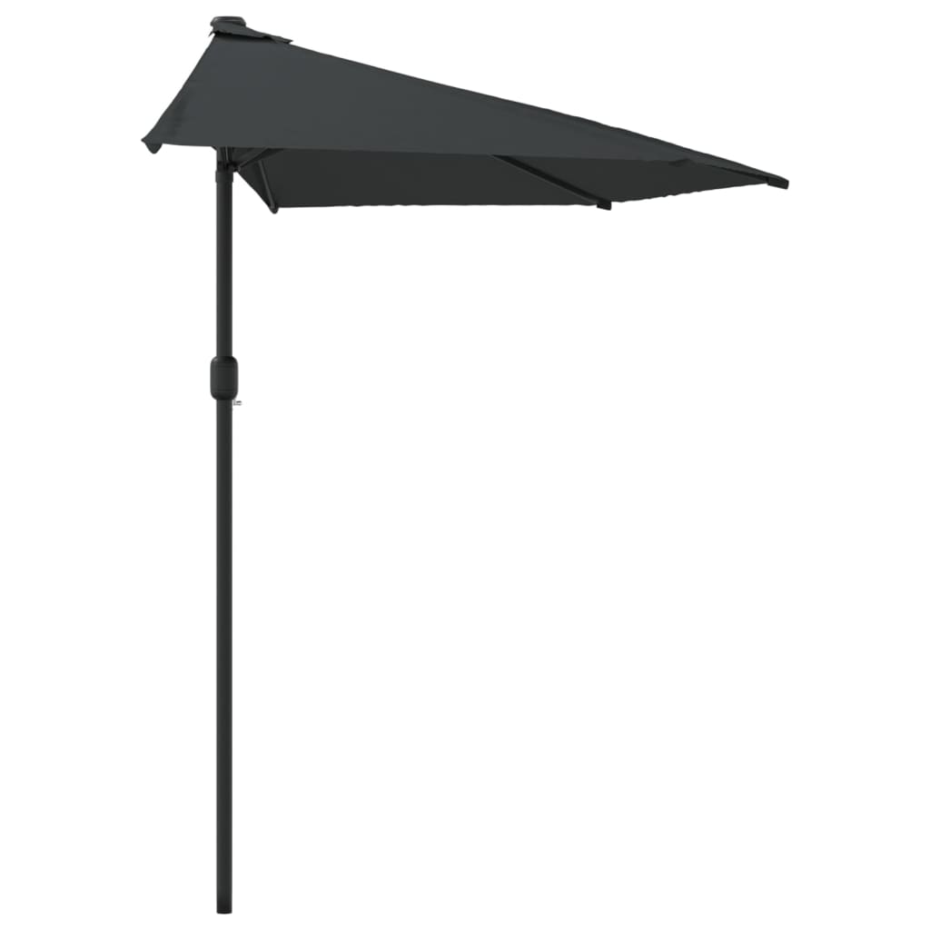 Balkonparasol Half Met Aluminium Paal 270X144 Cm Antraciet