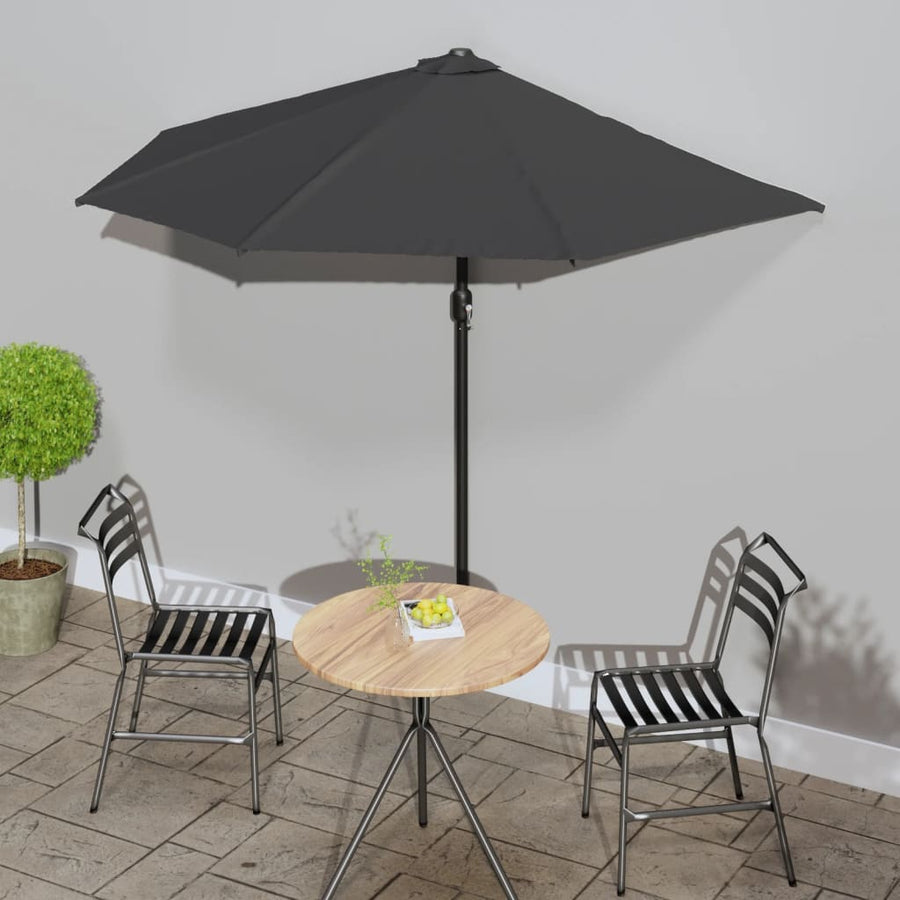 Balkonparasol Half Met Aluminium Paal 270X144 Cm Antraciet