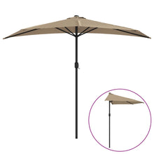 Balkonparasol Half Met Aluminium Paal 270X144 Cm Taupe donkertaupe