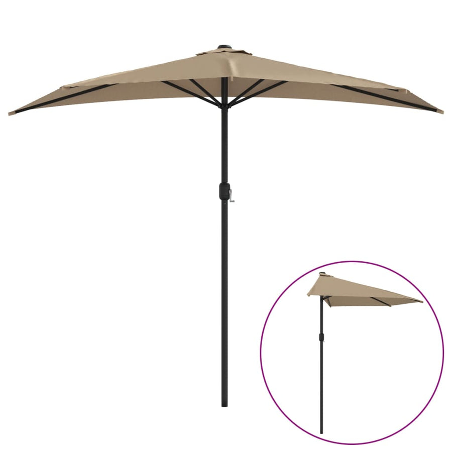 Balkonparasol Half Met Aluminium Paal 270X144 Cm Taupe donkertaupe