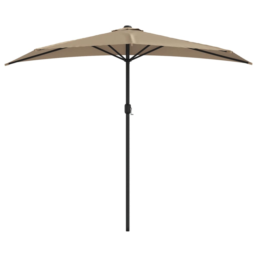 Balkonparasol Half Met Aluminium Paal 270X144 Cm Taupe donkertaupe