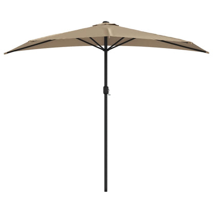 Balkonparasol Half Met Aluminium Paal 270X144 Cm Taupe donkertaupe
