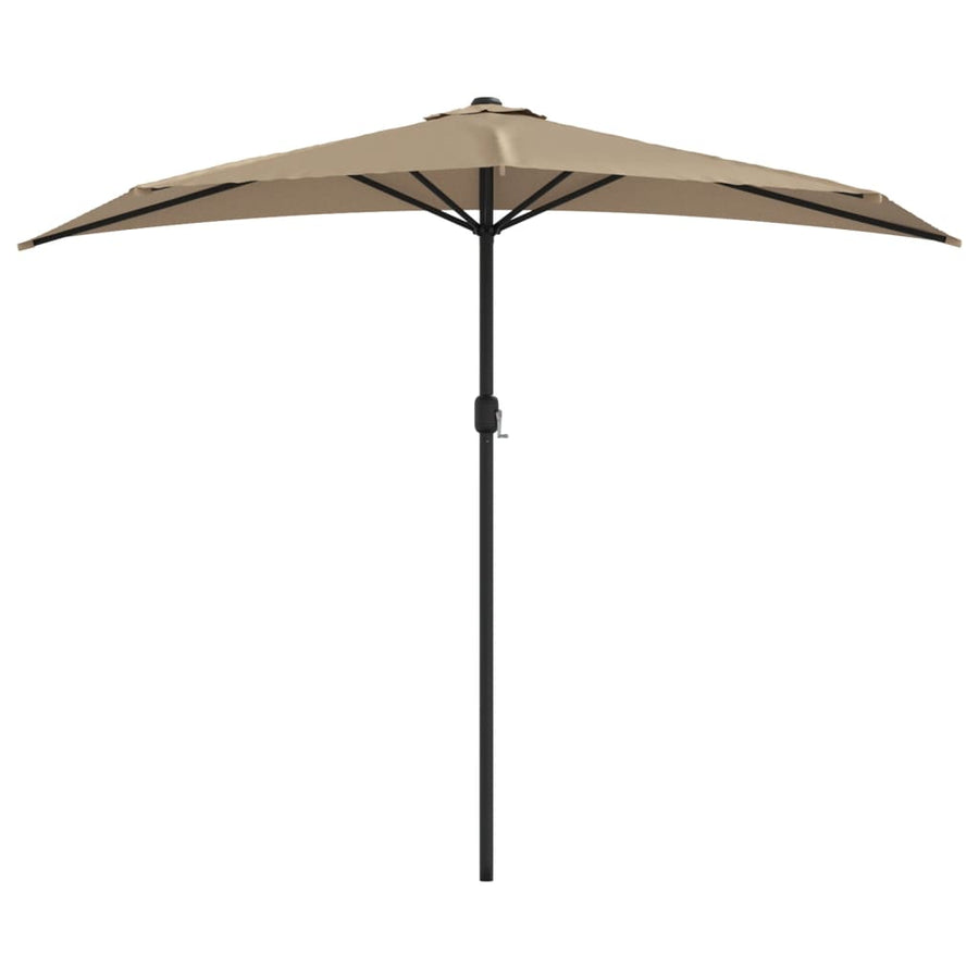 Balkonparasol Half Met Aluminium Paal 270X144 Cm Taupe donkertaupe