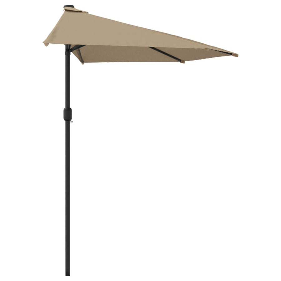 Balkonparasol Half Met Aluminium Paal 270X144 Cm Taupe donkertaupe