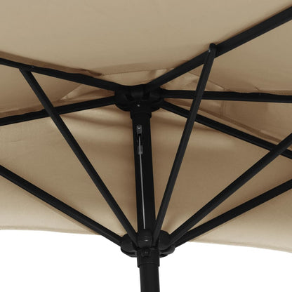 Balkonparasol Half Met Aluminium Paal 270X144 Cm Taupe donkertaupe